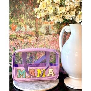 New Purple & Clear "MAMA" Zipper Pouch Bag w/ Handle